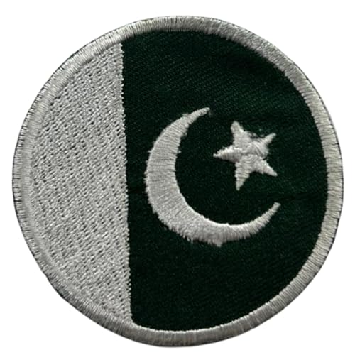 BeBuz Pakistan Flagge Patch Rund/Kreis 6cm Besticktes Bügelbild Aufbügler Aufnäher Abzeichen Militär Taktisches Emblem Abzeichen für Jacken Rucksäcke Hüte Kleidung von Be Buz
