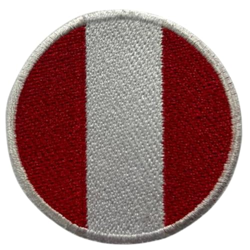 BeBuz Peru Flagge Patch Rund/Kreis 6cm Besticktes Bügelbild Aufbügler Aufbügler Aufnäher Abzeichen Militär Taktisches Emblem Abzeichen für Jacken Rucksäcke Hüte Kleidung von Be Buz