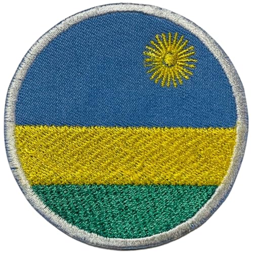 BeBuz Ruanda Flagge Patch Rund/Kreis 6cm Besticktes Bügelbild Aufbügler Aufnäher Abzeichen Militär Taktisches Emblem Abzeichen für Jacken Rucksäcke Hüte Kleidung von Be Buz