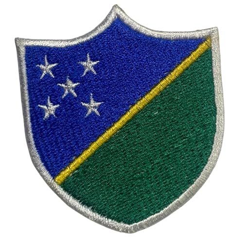 BeBuz Salomon Islands Shield Flag Patch Embroidered Iron Sew On Badge National Emblem Tactical Military Moral Patch for Jackets, Backpacks, Hats, and Clothing 6.3 x 5.5 cm von Be Buz