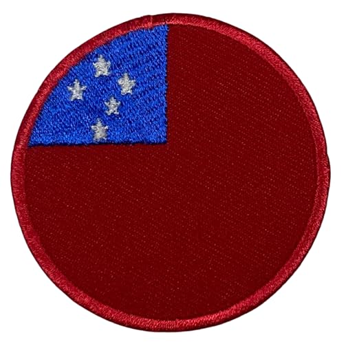 BeBuz Samoa Flagge Patch Rund/Kreis 6cm Besticktes Bügelbild Aufbügler Aufnäher Abzeichen Militär Taktisches Emblem Abzeichen für Jacken Rucksäcke Hüte Kleidung von Be Buz