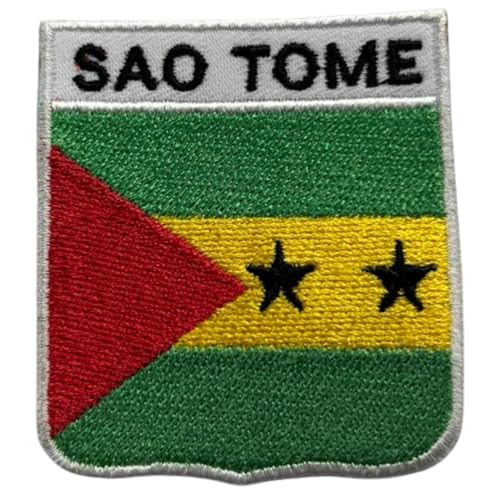 BeBuz Sao Tome Nationalschild-Flagge, bestickt, zum Aufbügeln oder Aufnähen, patriotische Applikation, Emblem für Jacken, Hüte, Taschen, Militäruniformen von Be Buz
