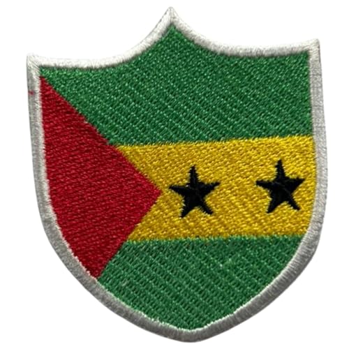 BeBuz Sao Tome Shield Flag Patch Embroidered Iron Sew On Badge National Emblem Tactical Military Moral Patch for Jackets, Backpacks, Hats, and Clothing 6.3 x 5.5 cm von Be Buz