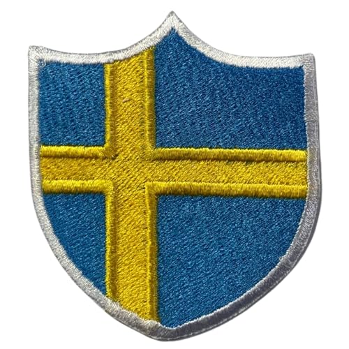 BeBuz Schweden Shield Flag Patch bestickt Eisen Sew On Badge National Emblem Tactical Military Moral Patch für Jacken, Rucksäcke, Hüte und Kleidung 6,3 x 5,5 cm von Be Buz