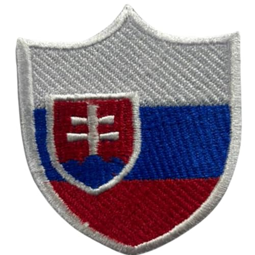 BeBuz Slowakei Schild Flagge Patch bestickt Eisen Sew on Badge National Emblem Tactical Military Moral Patch für Jacken, Rucksäcke, Hüte und Kleidung 6,3 x 5,5 cm von Be Buz