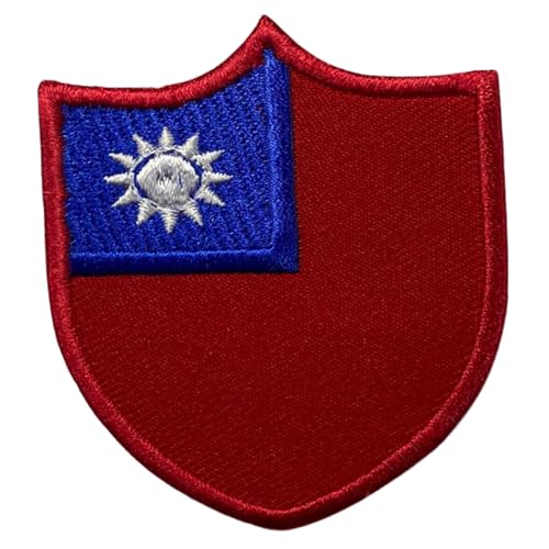 BeBuz Taiwan Shield Flag Patch Embroidered Iron Sew On Badge National Emblem Tactical Military Moral Patch for Jackets, Backpacks, Hats, and Clothing 6.3 x 5.5 cm von Be Buz