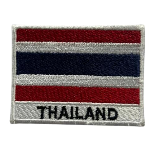 BeBuz Thailand-Flagge mit Namen, bestickt, zum Aufbügeln oder Aufnähen, Stoffreparaturflicken, taktische Militär-Flicken – Emblem von Be Buz