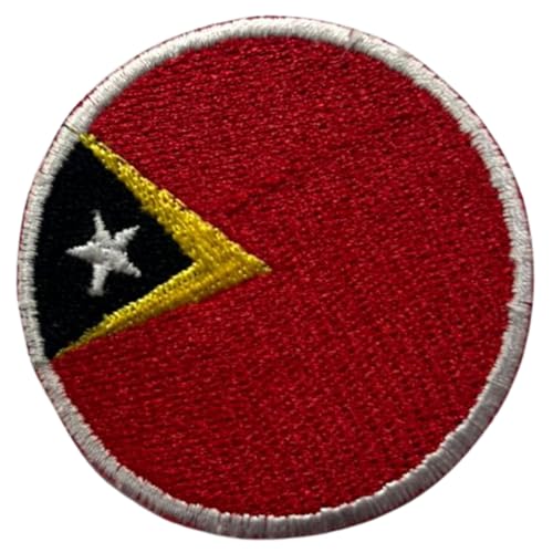 BeBuz Timor Leste Flagge Patch Rund/Kreis 6cm Besticktes Bügelbild Aufbügler Aufnäher Abzeichen Militär Taktisches Emblem Abzeichen für Jacken Rucksäcke Hüte Kleidung von Be Buz