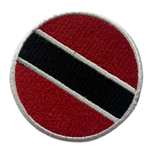 BeBuz Trinidad & Tobago Flagge Patch Rund/Kreis 6cm Besticktes Bügelbild Aufbügler Aufnäher Abzeichen Militär Taktisches Emblem Abzeichen für Jacken Rucksäcke Hüte Kleidung von Be Buz