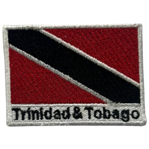 BeBuz Trinidad & Tobago Flagge mit Namen, bestickt, zum Aufbügeln oder Aufnähen, Stoffreparaturflicken, taktische Militär-Flicken – Emblem von Be Buz