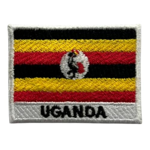 BeBuz Uganda-Flagge mit Namen, bestickt, zum Aufbügeln oder Aufnähen, Stoffreparatur-Flicken – Emblem von Be Buz