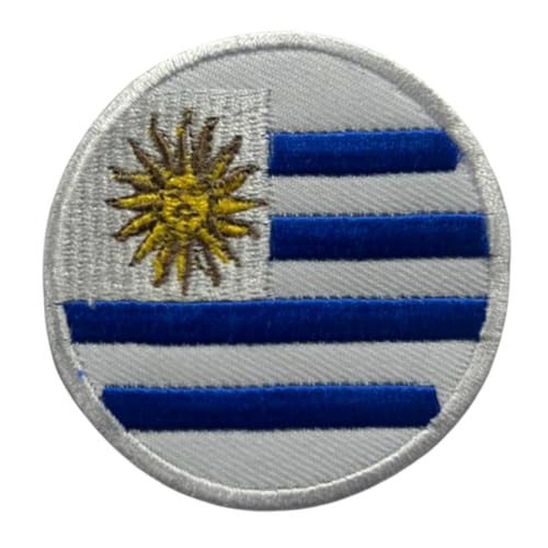 BeBuz Uruguay Flagge Patch Rund/Kreis 6cm Besticktes Bügelbild Aufbügler Aufnäher Abzeichen Militär Taktisches Emblem Abzeichen für Jacken Rucksäcke Hüte Kleidung von Be Buz