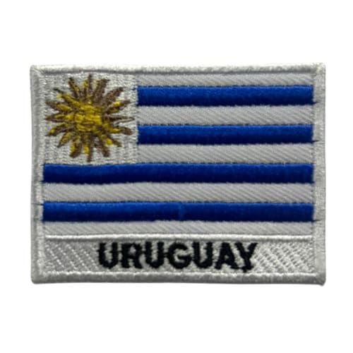 BeBuz Uruguay-Flagge mit Namen, bestickt, zum Aufbügeln oder Aufnähen, Stoffreparatur-Flicken – Emblem von Be Buz