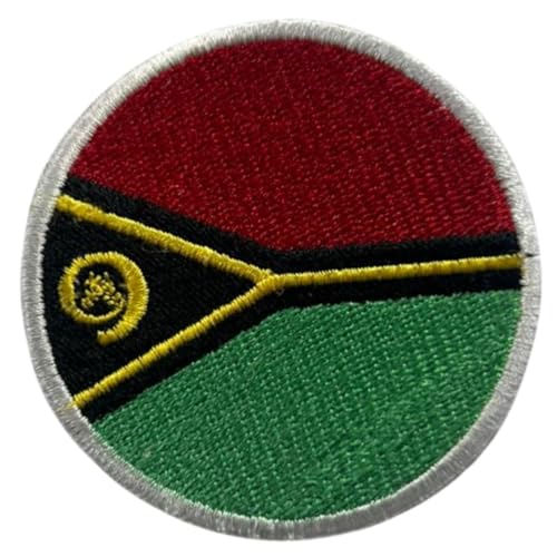 BeBuz Vanuatu Flagge Patch Rund/Kreis 6cm Besticktes Bügelbild Aufbügler Aufnäher Abzeichen Militär Taktisches Emblem Abzeichen für Jacken Rucksäcke Hüte Kleidung von Be Buz