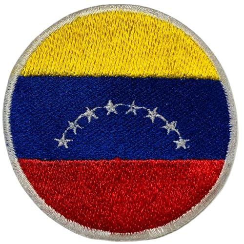 BeBuz Venezuela Flagge Patch Rund/Kreis 6cm Besticktes Aufbügler Aufnäher Abzeichen Militär Taktisches Emblem Abzeichen für Jacken Rucksäcke Hüte Kleidung von Be Buz