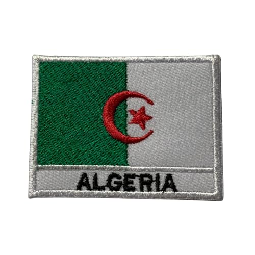 Bebuz Algerien-Flagge mit Namen, bestickt, zum Aufbügeln oder Aufnähen, Stoffreparaturflicken, taktische Militär-Flicken – Emblem von Be Buz