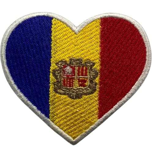 Bebuz Andorra bestickte Herz-Flagge, zum Aufbügeln oder Aufnähen, Aufnähen, Stoffreparatur, taktische Militär-Flicken Bebuz Andorra bestickte Herz-Flagge, zum Aufbügeln oder Aufnähen, Aufnähen, Stoffreparatur, taktische Militär-Flicken von Be Buz