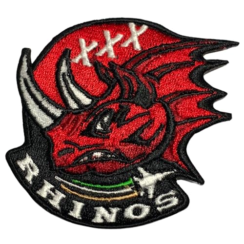 Bebuz Angry Charging Animal Rhinos Red Embroidery Iron On Patches for Clothing Sew-On Applique for DIY Crafts Denim Jackets Jeans Backpacks von Be Buz