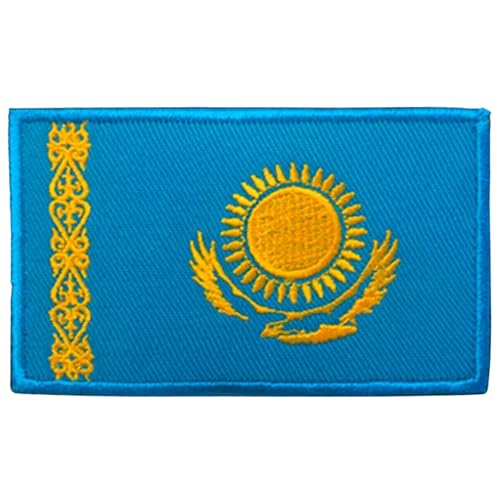 Bebuz Aufnäher mit Kasachstan-Flagge, bestickt, zum Aufbügeln oder Aufnähen, Stoffreparatur-Flicken – Emblem von Be Buz