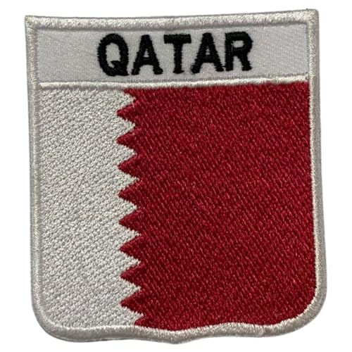 Bebuz Aufnäher mit Katar-Nationalschild, bestickt, zum Aufbügeln, Patriotische Applikation, Emblem für Jacken, Hüte, Taschen, Militäruniformen Bebuz Aufnäher mit Katar-Nationalschild, bestickt, zum Aufbügeln, Patriotische Applikation, Emblem für Jacken, Hüte, Taschen, Militäruniformen von Be Buz