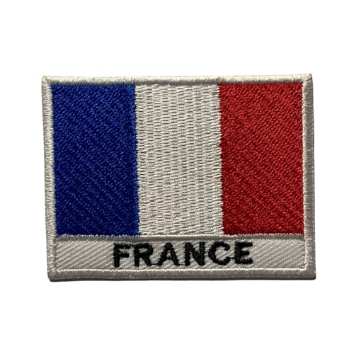 Bebuz Aufnäher mit französischer Flagge und Namen, bestickt, zum Aufbügeln oder Aufnähen, Stoffreparatur-Flicken – Emblem von Be Buz