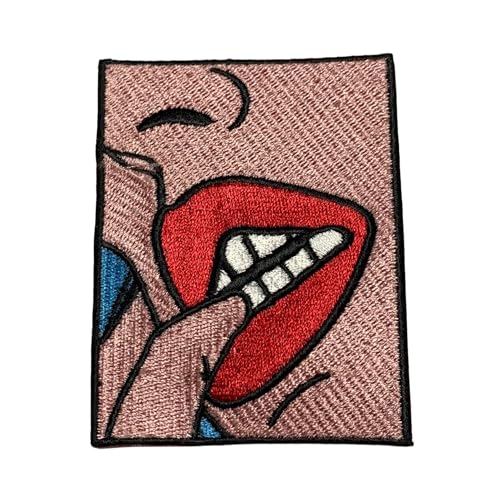 Bebuz Biting Red Lips Love Embroidery Iron on Patches for Clothing Sew-On Applique for DIY Crafts Denim Jackets Jeans Backpacks von Be Buz