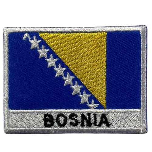 Bebuz Bosnien-Flagge mit Namensaufnäher, bestickt, zum Aufbügeln oder Aufnähen, Stoffreparaturflicken, taktische Militär-Aufnäher – Emblem Bebuz Bosnien-Flagge mit Namensaufnäher, bestickt, zum Aufbügeln oder Aufnähen, Stoffreparaturflicken, taktische Militär-Aufnäher – Emblem von Be Buz