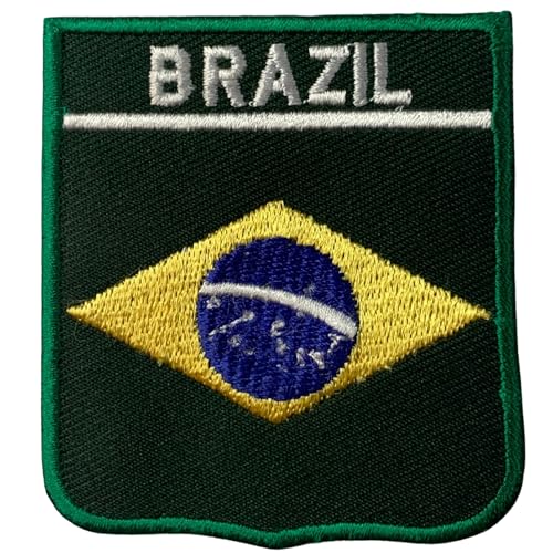 Bebuz Brasilien Nationalflagge Patch bestickt Aufbügler Aufnäher Patriotische Applikation Emblem für Jacken, Hüte, Taschen, Militäruniformen von Be Buz