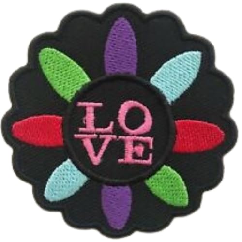 Bebuz Bunte Liebe Blume Stickerei Aufbügler Patches für Kleidung Aufnähen Applikation für DIY Handwerk Denim Jacken Jeans Rucksäcke von Be Buz