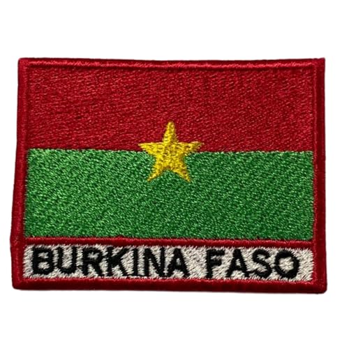 Bebuz Burkina Faso Flagge mit Namen, bestickt, zum Aufbügeln oder Aufnähen, Stoffreparatur-Flicken – Emblem Bebuz Burkina Faso Flagge mit Namen, bestickt, zum Aufbügeln oder Aufnähen, Stoffreparatur-Flicken – Emblem von Be Buz
