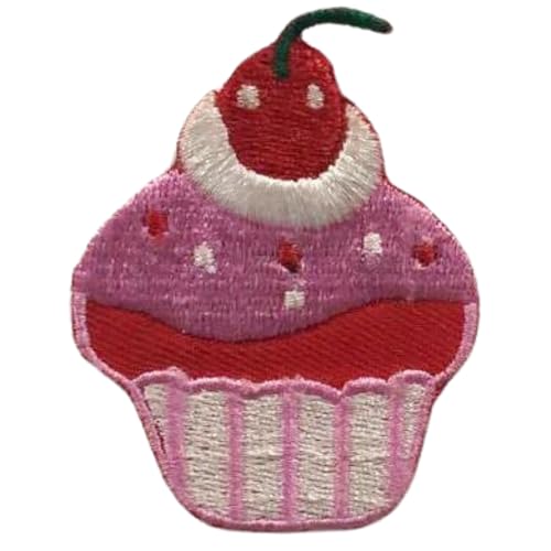 Bebuz Cherry Fruit Pink Cupcake Stickerei Bügelbilder für Kleidung Aufnäher Applikation für DIY Handwerk Denim Jacken Jeans Rucksäcke von Be Buz
