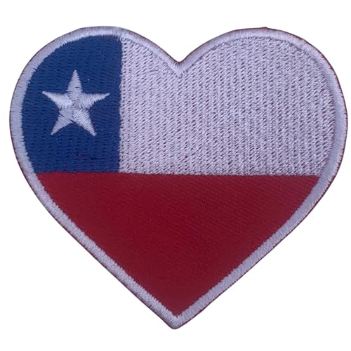 Bebuz Chile bestickte Herz-Flagge, zum Aufbügeln oder Aufnähen, nationales Emblem, Applikation, Stoffreparatur, taktische Militär-Flicken Bebuz Chile bestickte Herz-Flagge, zum Aufbügeln oder Aufnähen, nationales Emblem, Applikation, Stoffreparatur, taktische Militär-Flicken von Be Buz