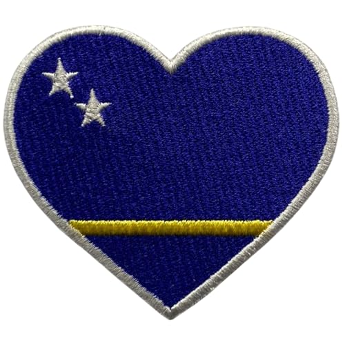 Bebuz Curacao bestickte Herz-Flagge, zum Aufbügeln oder Aufnähen, nationales Emblem, Applikation, Stoffreparatur, taktische Militär-Patches Bebuz Curacao bestickte Herz-Flagge, zum Aufbügeln oder Aufnähen, nationales Emblem, Applikation, Stoffreparatur, taktische Militär-Patches von Be Buz
