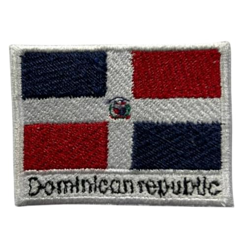 Bebuz Dominikanische Republik Flagge mit Namen, bestickt, zum Aufbügeln oder Aufnähen, Stoffreparatur-Flicken – Emblem Bebuz Dominikanische Republik Flagge mit Namen, bestickt, zum Aufbügeln oder Aufnähen, Stoffreparatur-Flicken – Emblem von Be Buz