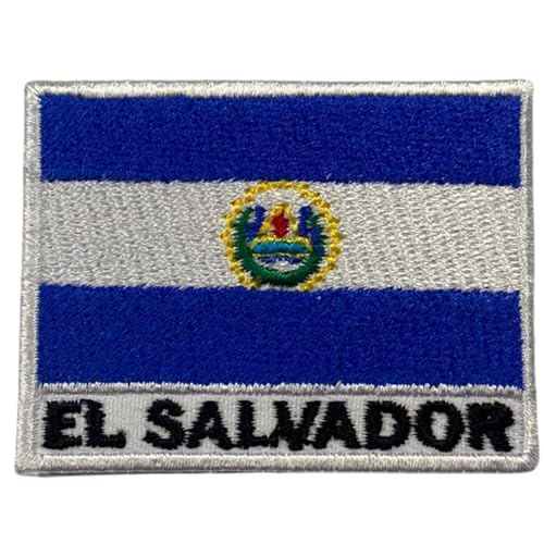 Bebuz El Salvador Flagge mit Namen, bestickt, zum Aufbügeln oder Aufnähen, Stoffreparatur-Flicken – Emblem Bebuz El Salvador Flagge mit Namen, bestickt, zum Aufbügeln oder Aufnähen, Stoffreparatur-Flicken – Emblem von Be Buz