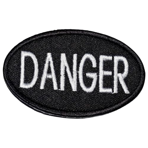 Bebuz Gefahr Patch Stickerei Bügelbilder für Kleidung Aufnäher Applikation für DIY Handwerk Denim Jacken Jeans Rucksäcke von Be Buz