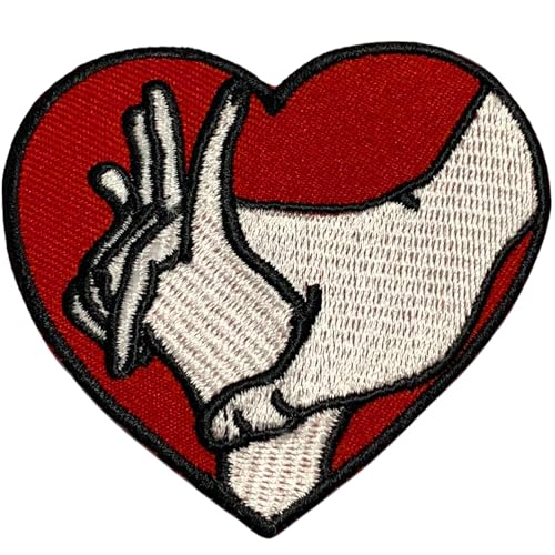 Bebuz Hand Hand Herz Liebe Stickerei Bügelflicken für Kleidung Aufnäher Applikation für DIY Handwerk Denim Jacken Jeans Rucksäcke von Be Buz