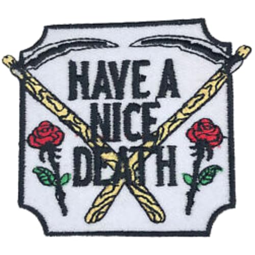 Bebuz Have a Nice Death Embroidery Iron on Patches for Clothing Sew-On Applique for DIY Crafts Denim Jackets Jeans Backpacks von Be Buz