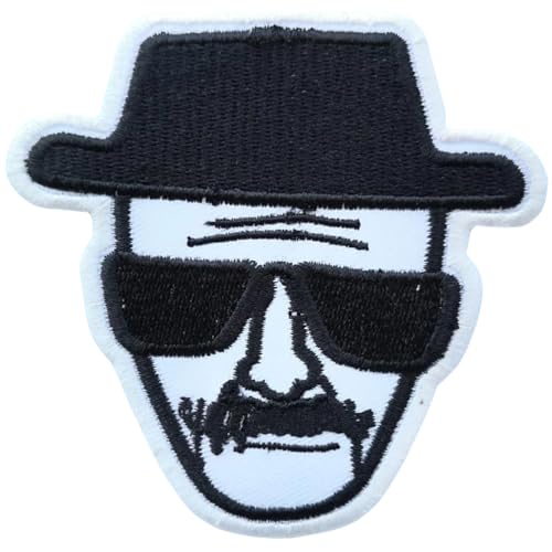 Bebuz Heisenberg Breaking Bad Gesicht Stickerei Bügelbilder für Kleidung Aufnäher Applikation für DIY Handwerk Denim Jacken Jeans Rucksäcke von Be Buz