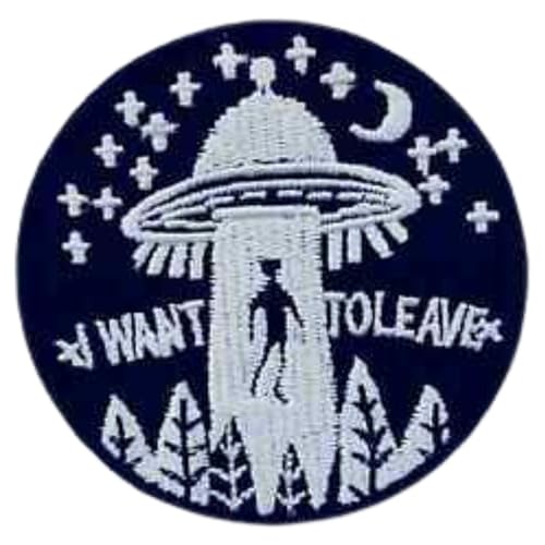 Bebuz I Want To Leave Stickerei Bügelbilder für Kleidung Aufnäher Applikation für DIY Handwerk Denim Jacken Jeans Rucksäcke von Be Buz
