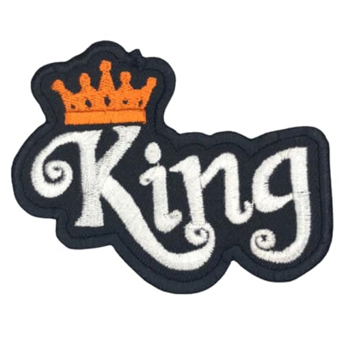 Bebuz King mit Krone Stickerei Bügelbilder für Kleidung Aufnäher Applikation für DIY Handwerk Denim Jacken Jeans Rucksäcke Bebuz King mit Krone Stickerei Bügelbilder für Kleidung Aufnäher Applikation für DIY Handwerk Denim Jacken Jeans Rucksäcke von Be Buz