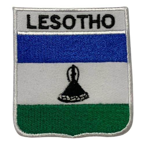 Bebuz Lesotho National Shield Flagge, bestickt, zum Aufbügeln oder Aufnähen, patriotische Applikation, Emblem für Jacken, Hüte, Taschen, Militäruniformen von Be Buz