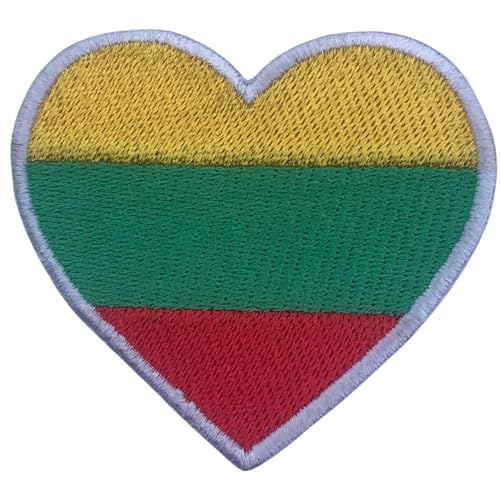 Bebuz Litauen, bestickte Herz-Flagge, zum Aufbügeln oder Aufnähen, nationales Emblem, Applikation, Stoffreparatur, taktische Militär-Patches von Be Buz
