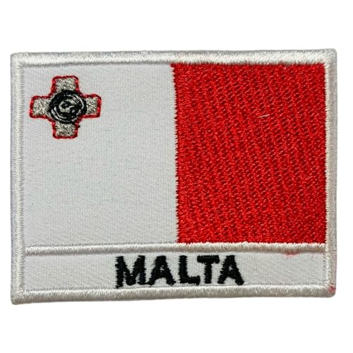 Bebuz Malta-Flagge mit Namen, bestickt, zum Aufbügeln oder Aufnähen, Stoffreparatur-Flicken – Emblem Bebuz Malta-Flagge mit Namen, bestickt, zum Aufbügeln oder Aufnähen, Stoffreparatur-Flicken – Emblem von Be Buz
