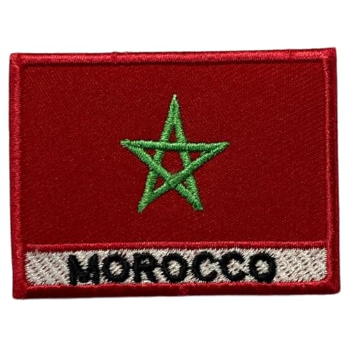 Bebuz Marokko-Flagge mit Namen, bestickt, zum Aufbügeln oder Aufnähen, Stoffreparaturflicken, taktische Militär-Flicken – Emblem Bebuz Marokko-Flagge mit Namen, bestickt, zum Aufbügeln oder Aufnähen, Stoffreparaturflicken, taktische Militär-Flicken – Emblem von Be Buz