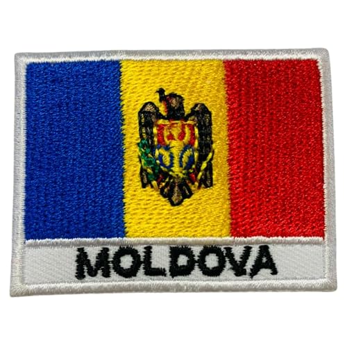 Bebuz Moldawien-Flagge mit Namen, bestickt, zum Aufbügeln oder Aufnähen, Stoffreparaturflicken, taktische Militär-Flicken – Emblem Bebuz Moldawien-Flagge mit Namen, bestickt, zum Aufbügeln oder Aufnähen, Stoffreparaturflicken, taktische Militär-Flicken – Emblem von Be Buz