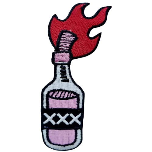 Bebuz Molotov Flasche mit Feuer Stickerei Bügelbilder für Kleidung Aufnäher Applikation für DIY Handwerk Denim Jacken Jeans Rucksäcke Bebuz Molotov Flasche mit Feuer Stickerei Bügelbilder für Kleidung Aufnäher Applikation für DIY Handwerk Denim Jacken Jeans Rucksäcke von Be Buz