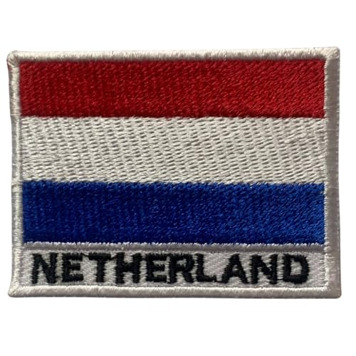 Bebuz Niederlande Flagge mit Namen, bestickt, zum Aufbügeln oder Aufnähen, Stoffreparatur-Flicken – Emblem von Be Buz