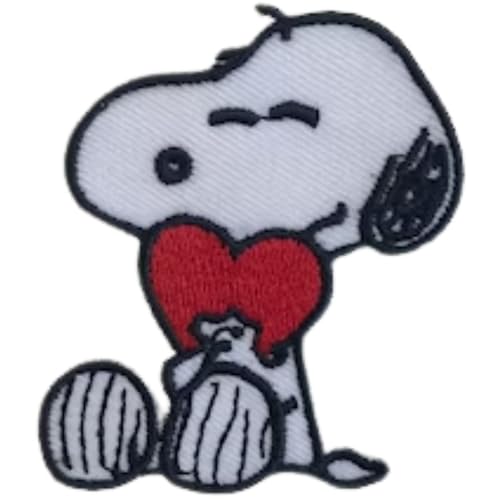 Bebuz Peanuts Pet Snoopy mit Herz Stickerei Bügelbilder für Kleidung Aufnähen Applikation für DIY Handwerk Denim Jacken Jeans Rucksäcke von Be Buz