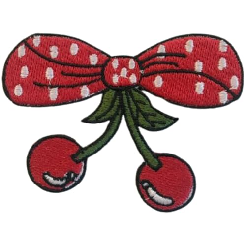 Bebuz Polka Dot Cherry Bow Stickerei Bügelbilder für Kleidung Aufnäher Applikation für DIY Handwerk Denim Jacken Jeans Rucksäcke Bebuz Polka Dot Cherry Bow Stickerei Bügelbilder für Kleidung Aufnäher Applikation für DIY Handwerk Denim Jacken Jeans Rucksäcke von Be Buz